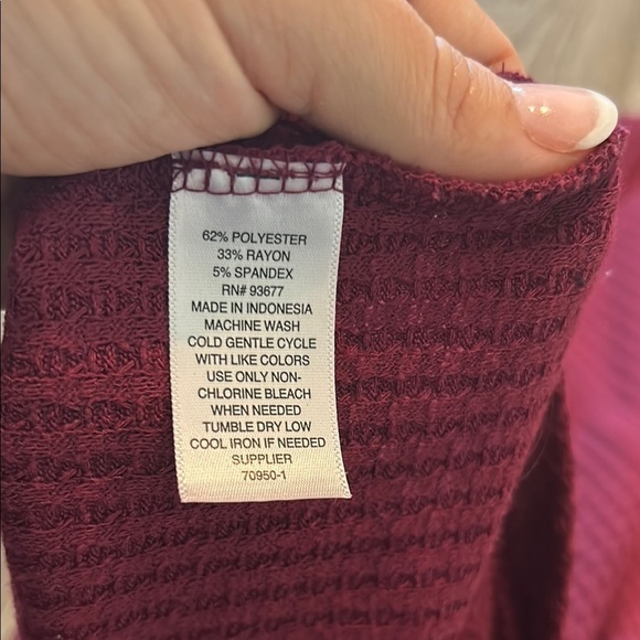 a.n.a Red V-neck 3/4 Sleeve Button Down Shirt with Tie Front - Picture 5 of 5